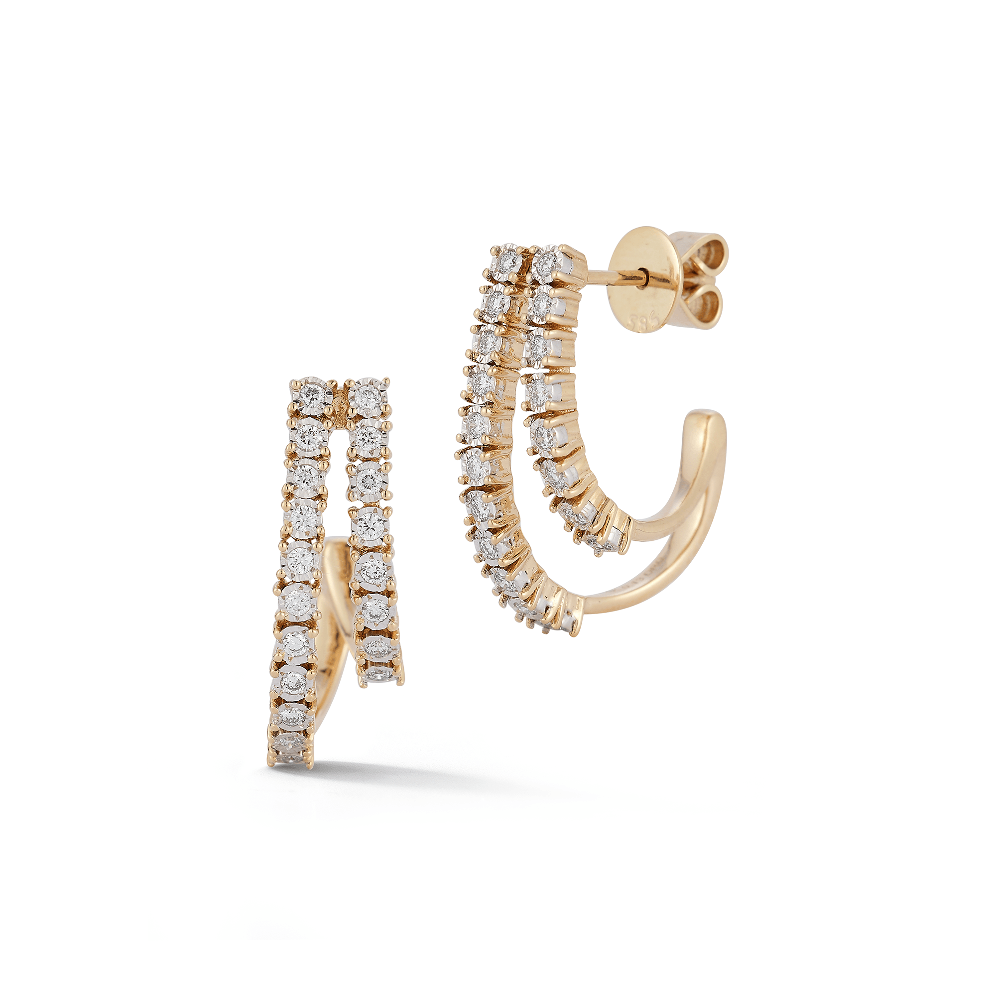 14K Yellow Gold Double Diamond Hoop Earrings – Long's Jewelers