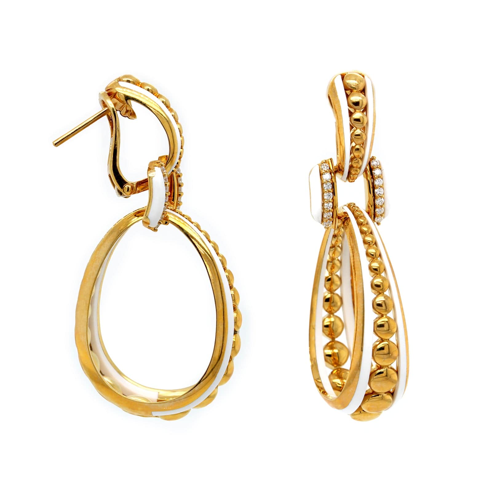 Etho Maria 18K Yellow Gold and Diamond Triple Drop Earrings