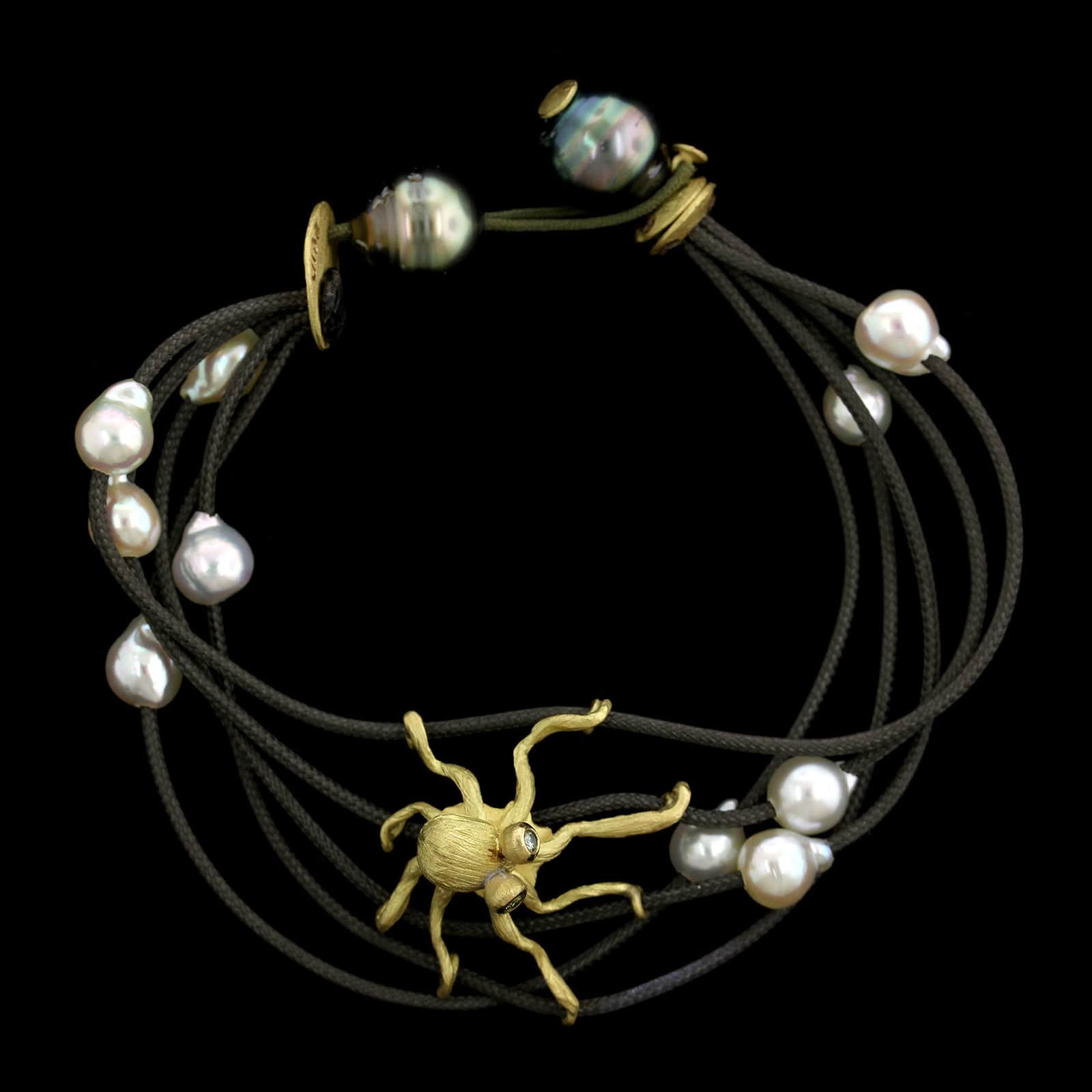 Gold, Cultured Pearl, Diamond, Ruby, Sapphire And Emerald Spider