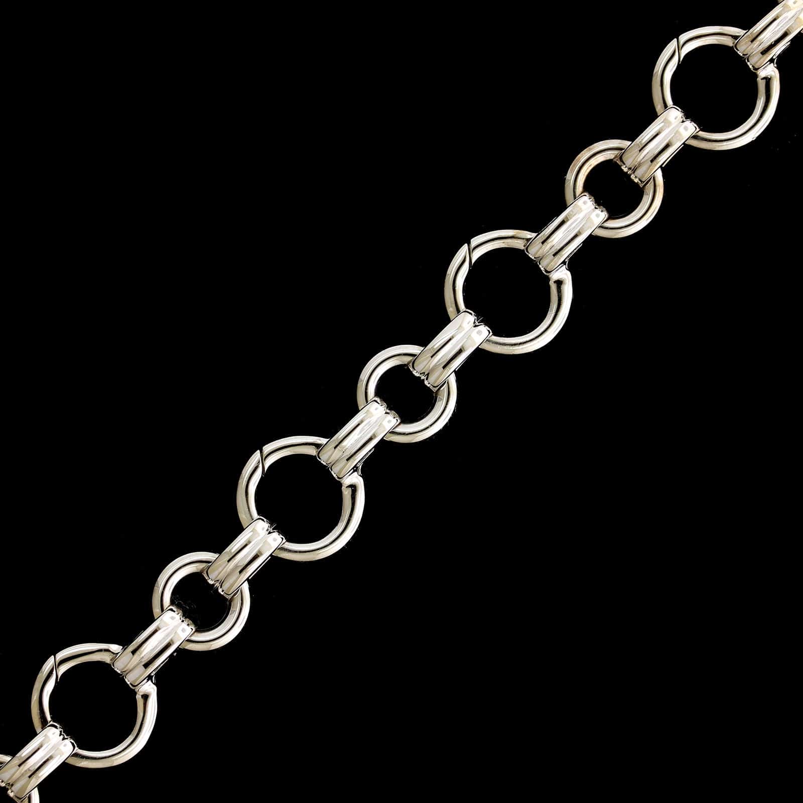 Aaron Basha 18K White Gold Estate Double Bar Open Link Charm Bracelet