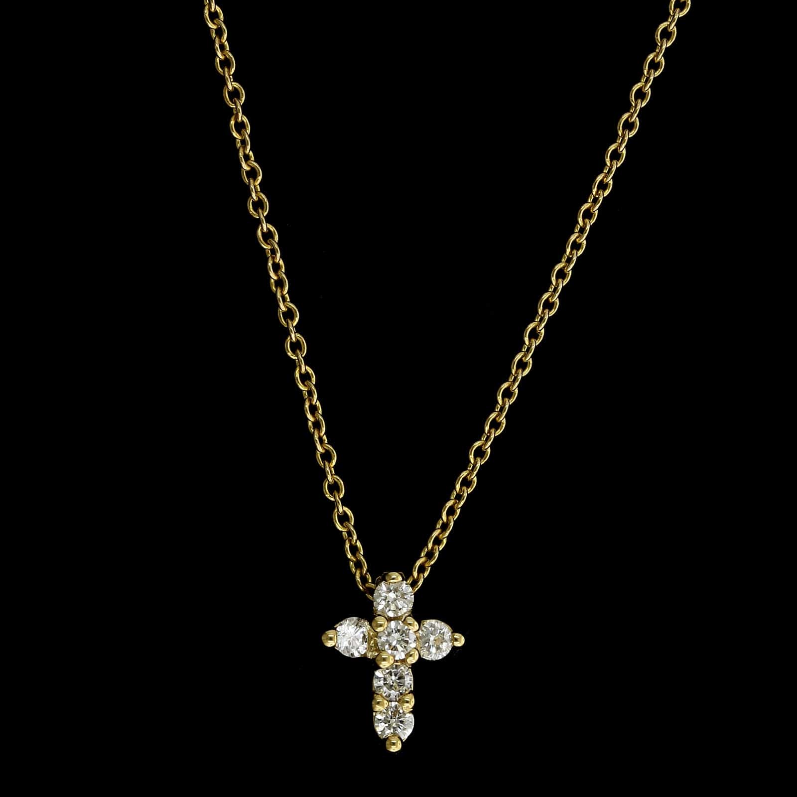 Roberto Coin Yellow Gold Tiny Treasures Cross Pendant Necklace