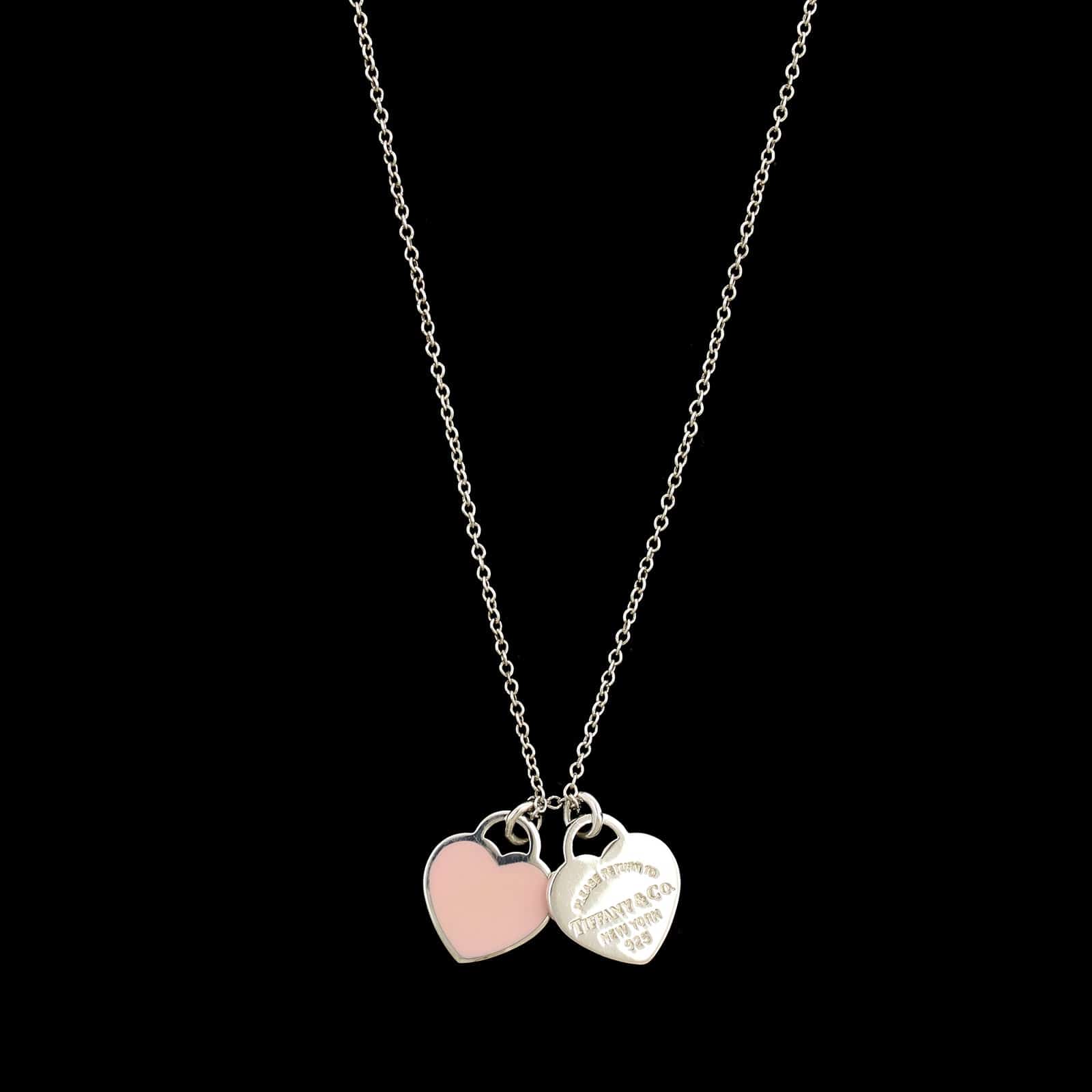 Tiffany&Co. tPink Double hotsell Heart Tag Pendant