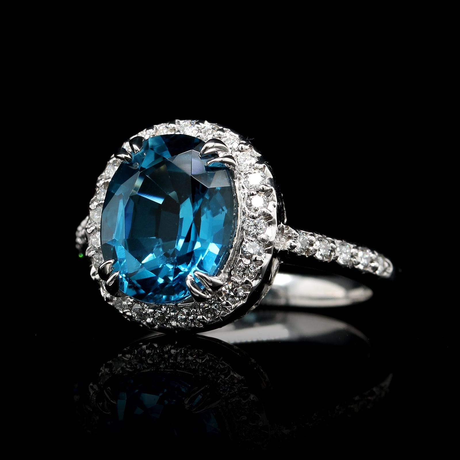 Hot Blue topaz diamond ring (size 7)