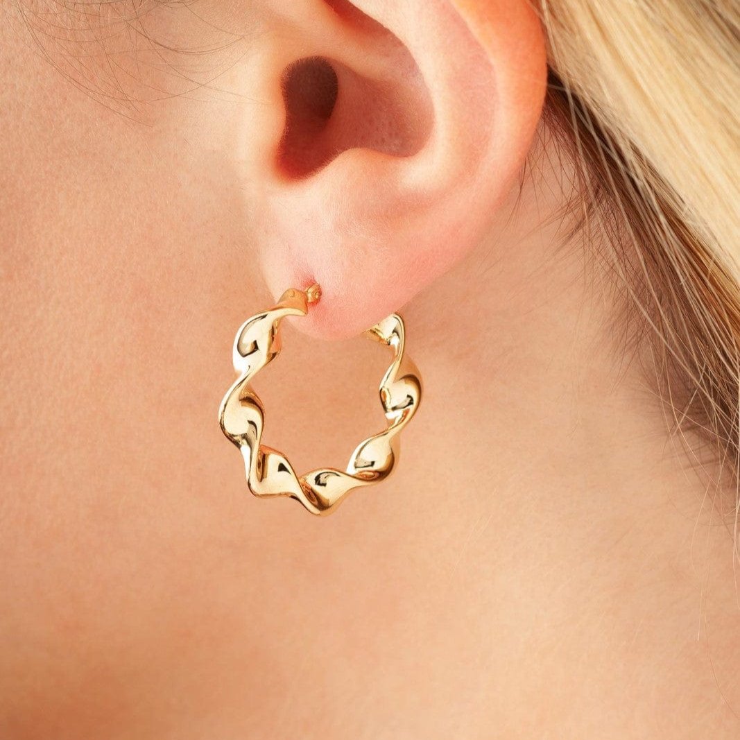 Outlet Medium 14k Gold Twisted Hoop Earrings