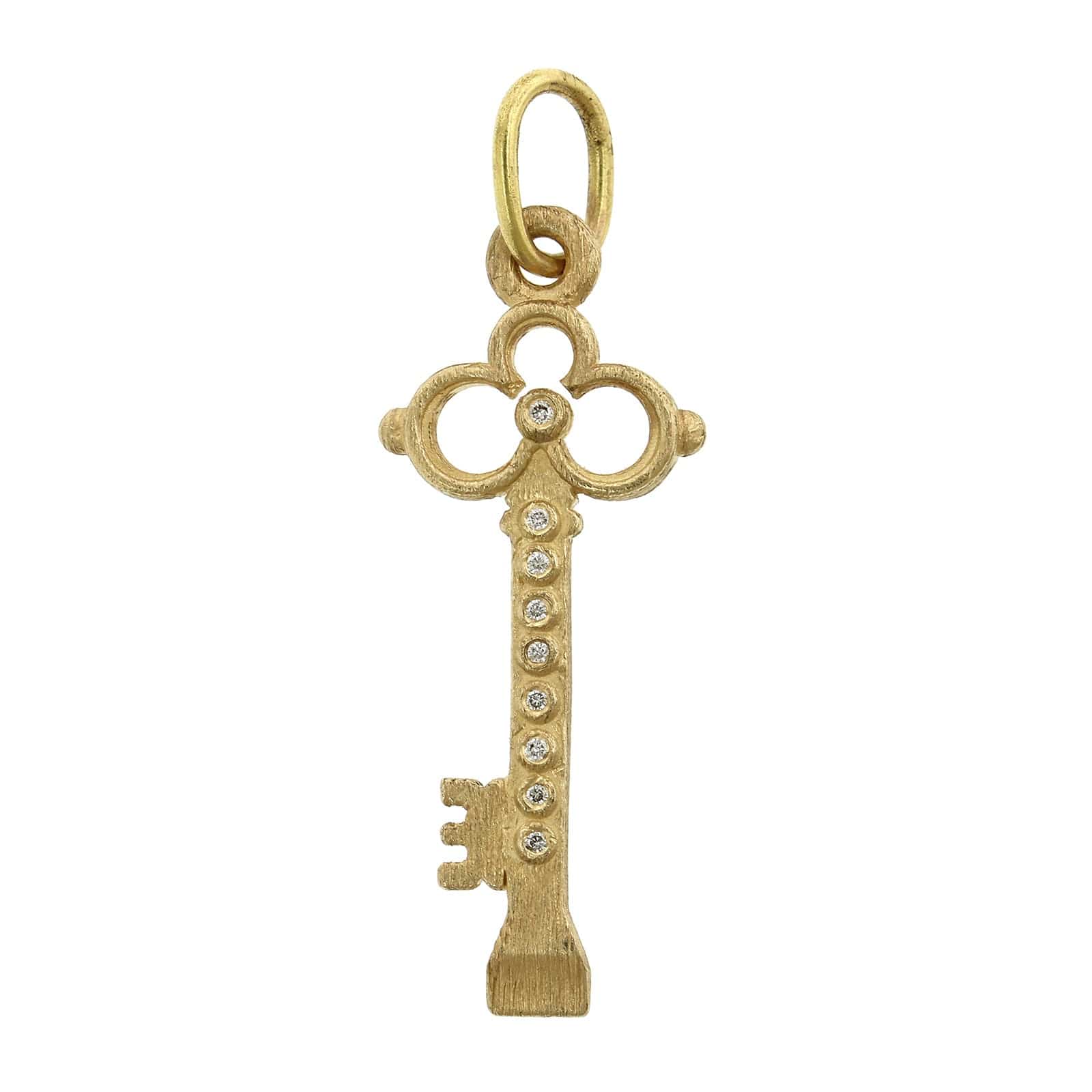 14K Yellow Gold Diamond Circle Cut Out Key Charm