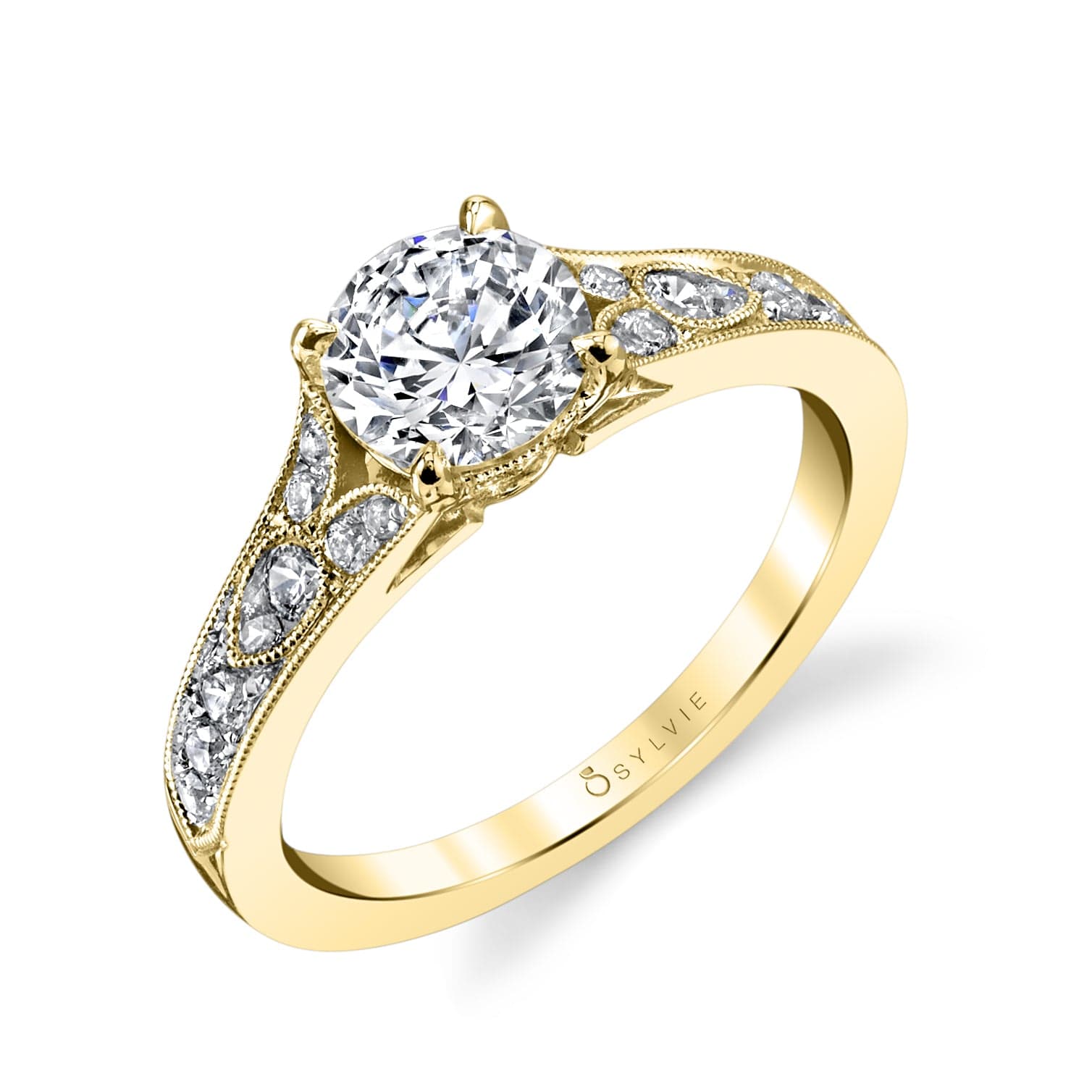 Vintage style yellow gold sale engagement rings