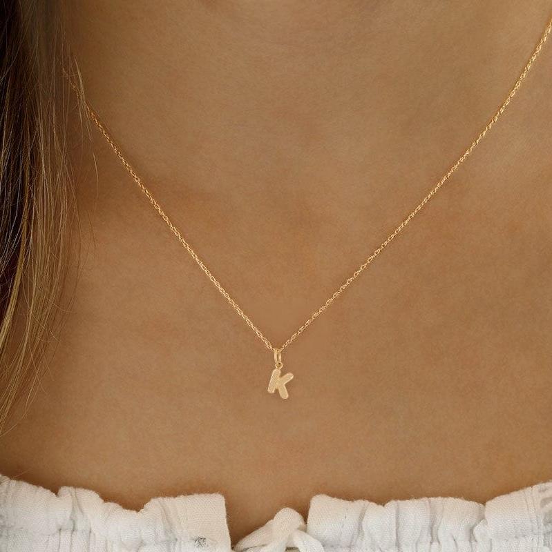 Initial K cheapest 14k solid gold pendant