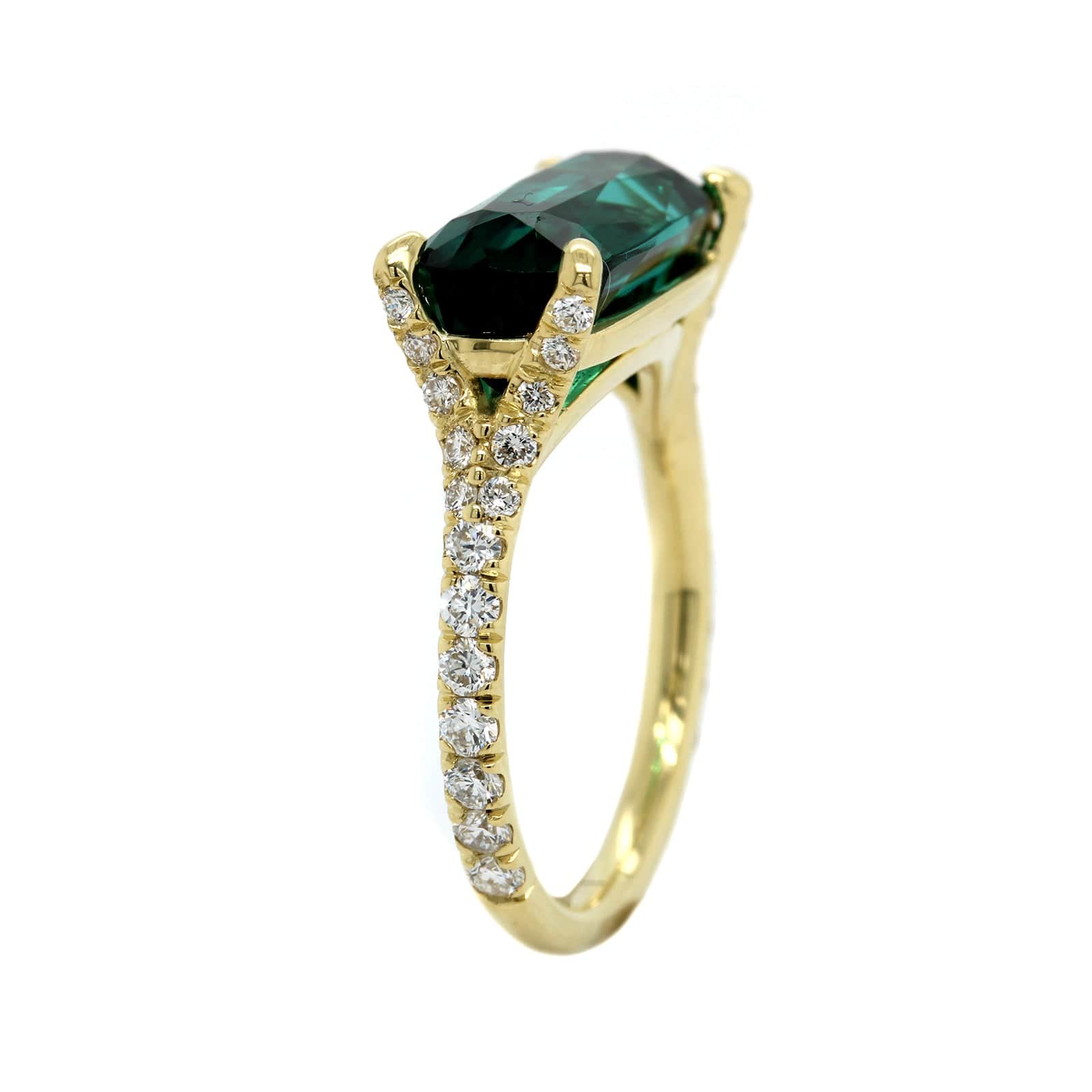 Shops 18K gold plated emerald tourmaline women ring