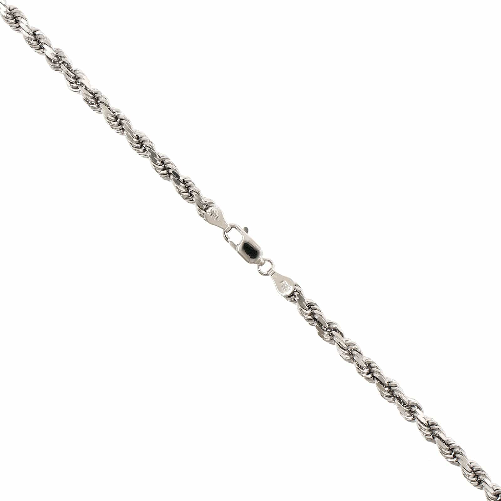 18K outlets White Gold Mens Rope Chain Necklace 20