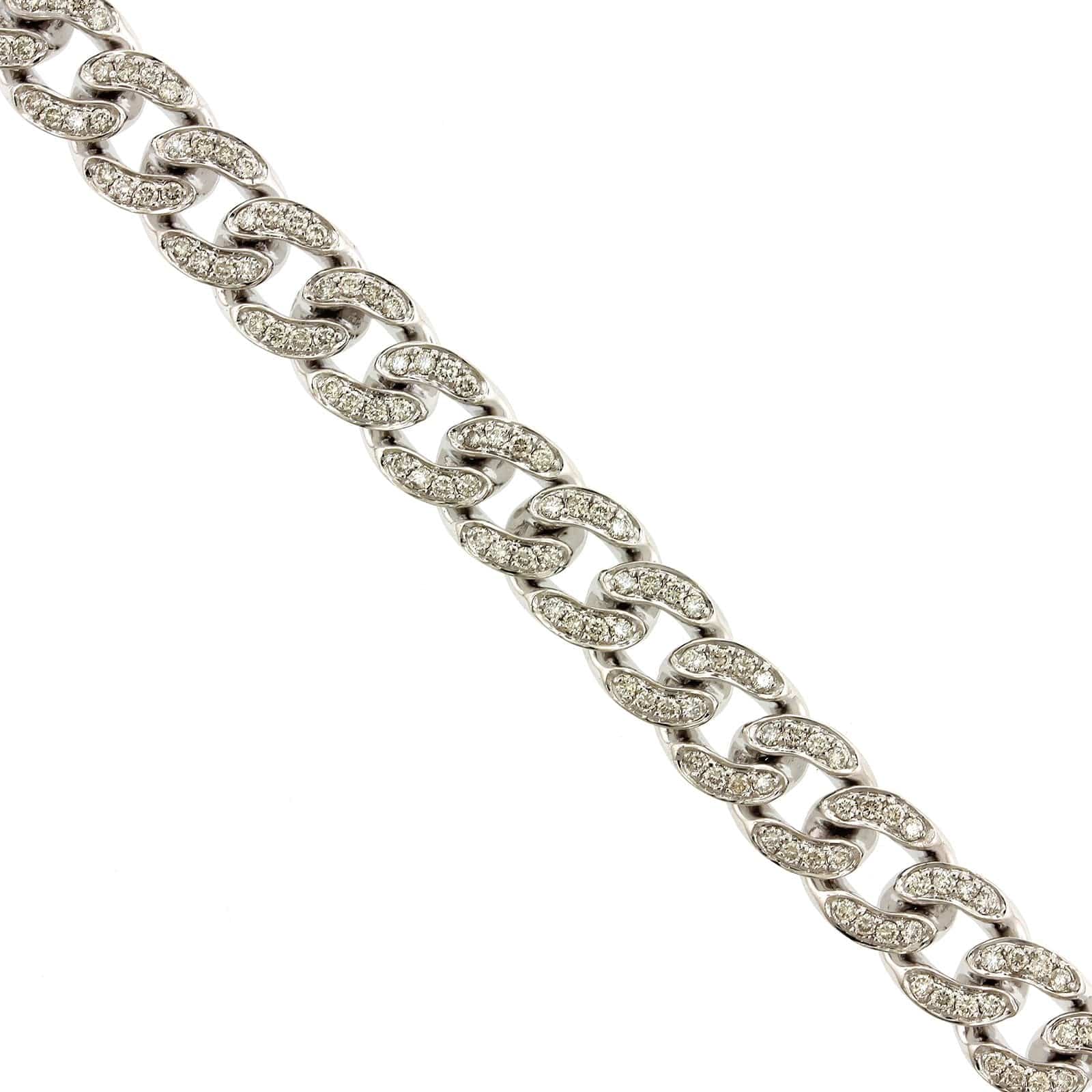 14k White Gold Pave Diamond Jumbo Cuban Link Bracelet