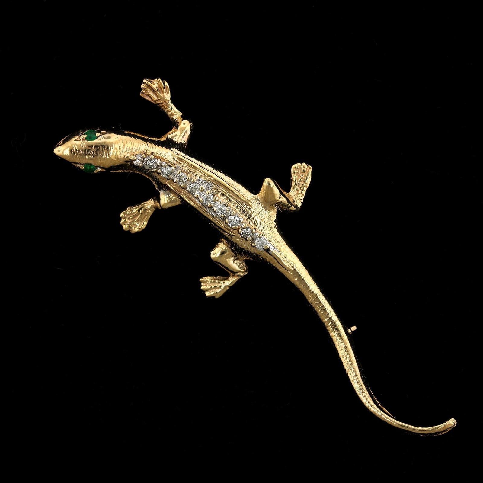 14kt Yellow Gold Diamond Cut 2024 Gecko Charm.