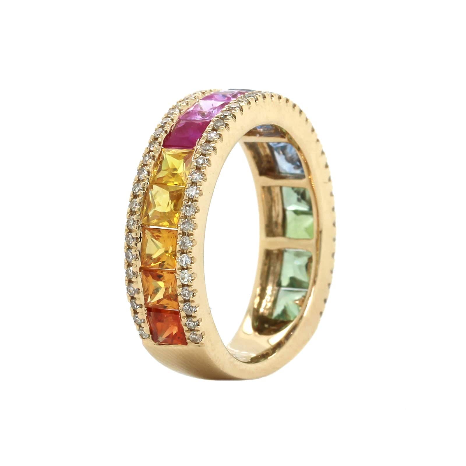 14K Gold Rainbow Multicolor Sapphire (4MM) Eternity Ring – Noray Designs