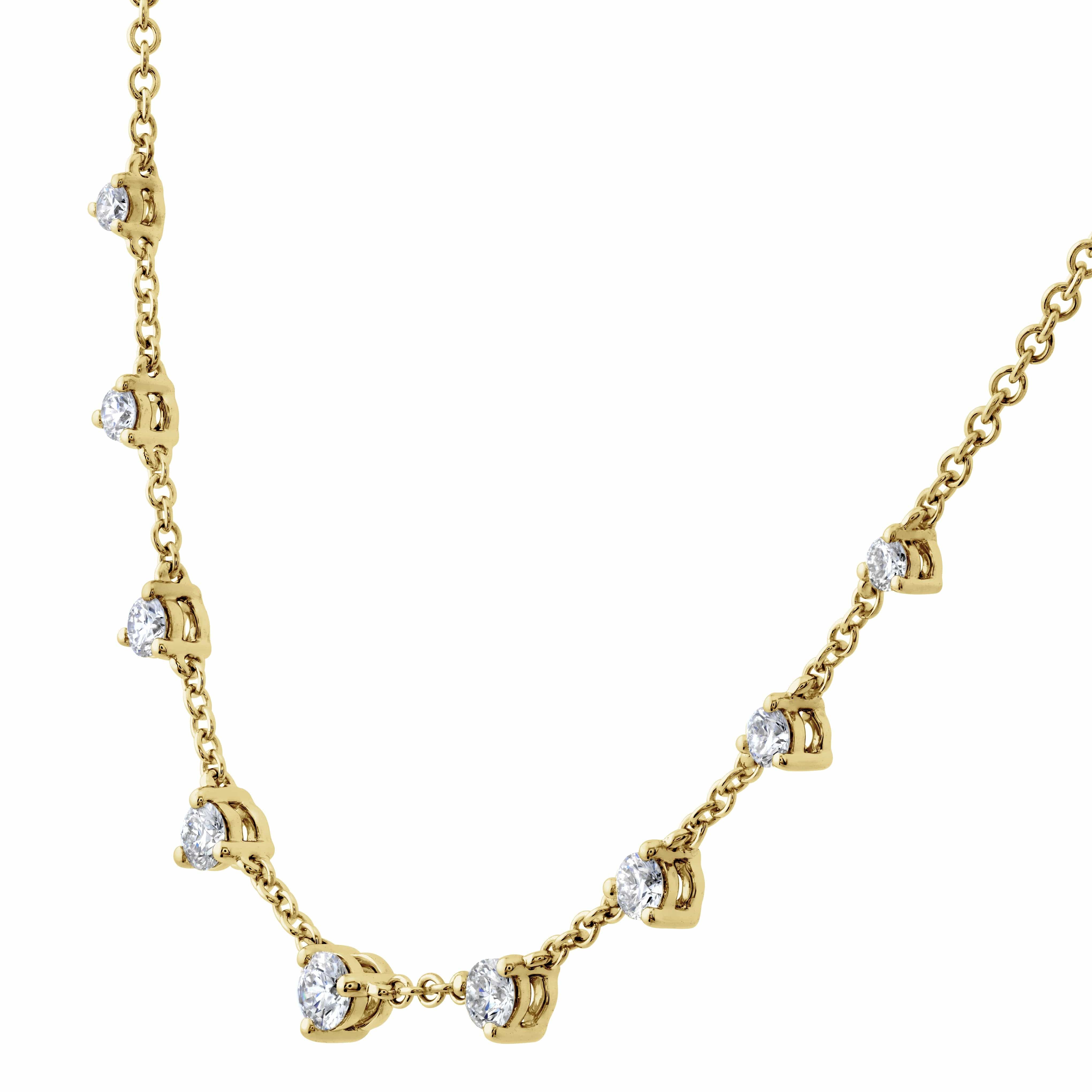 18K Yellow Gold 9 Stone Diamond Necklace – Long's Jewelers