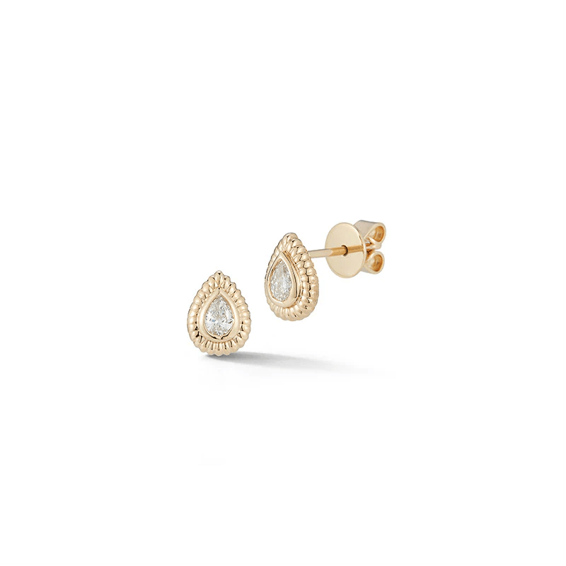 Gemstone & Diamond Bar Studs 14K Yellow Gold / Custom / Petite