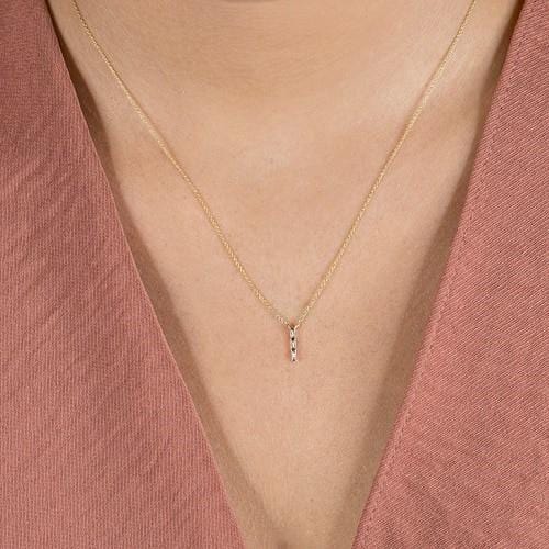 14K Gold Baguette Diamond Necklace
