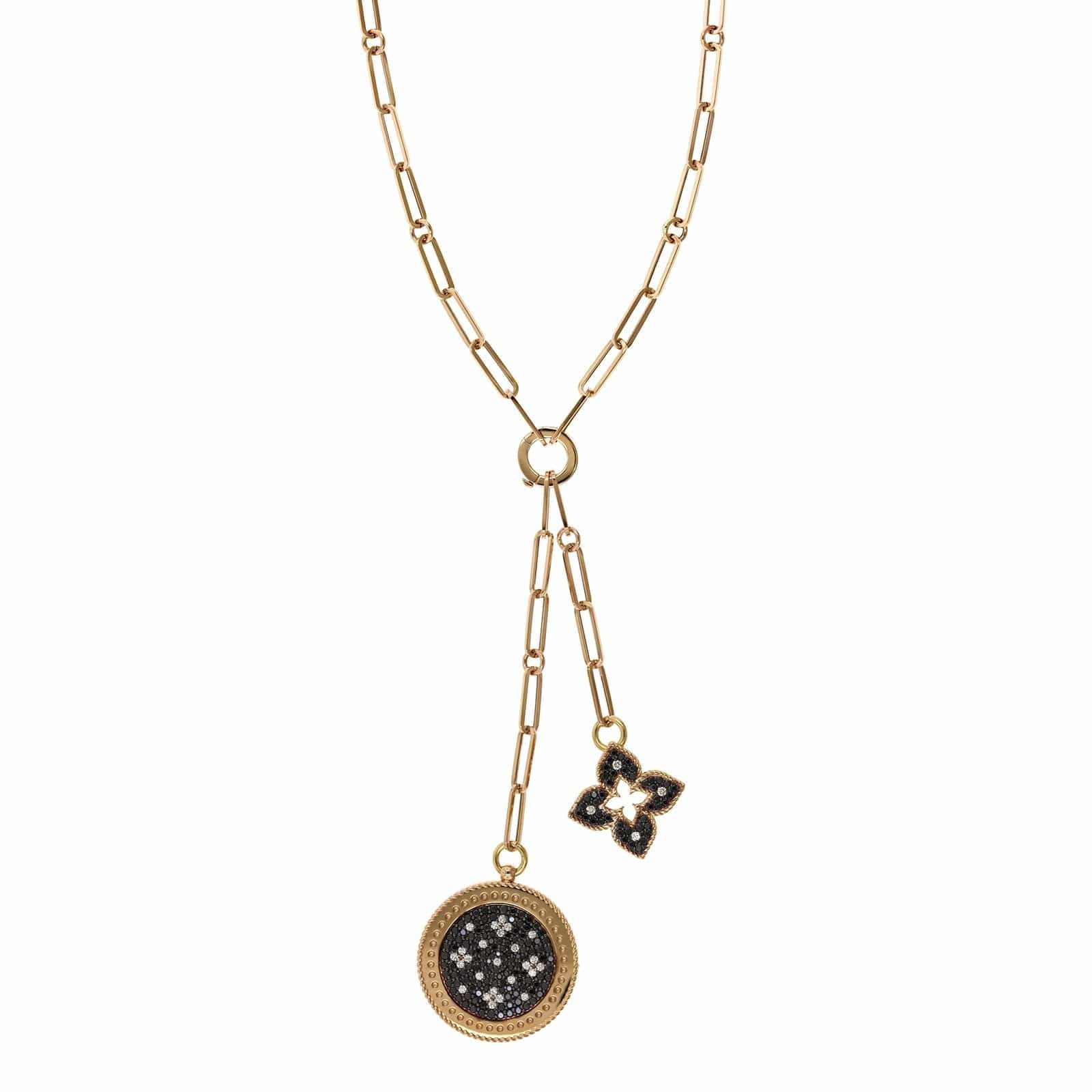 18K ROSE GOLD PALAZZO DUCALE BLACK JADE & DIAMOND STATION LONG NECKLACE -  Roberto Coin - North America