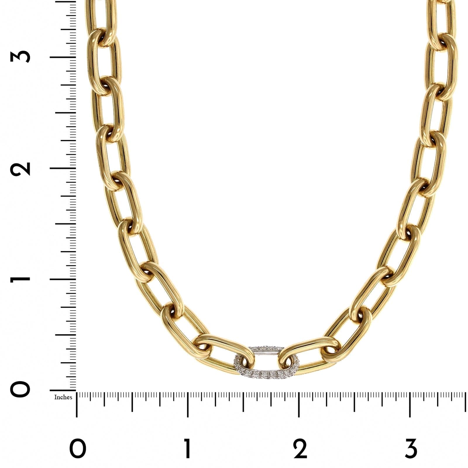 Yellow Gold and Diamond Chain Link Necklace