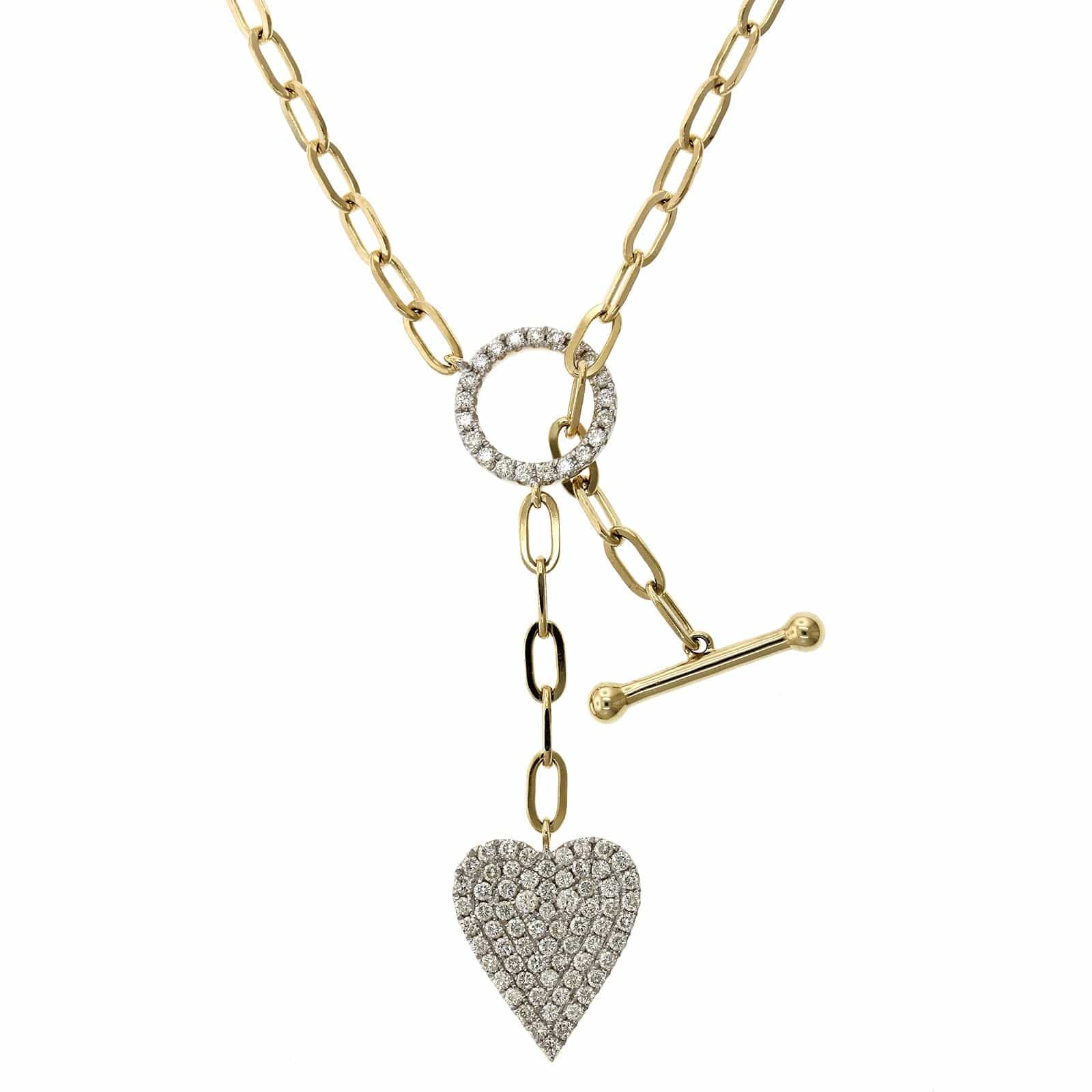 14K Yellow Gold Partial Paperclip Diamond Charm Necklace - Howard's DC