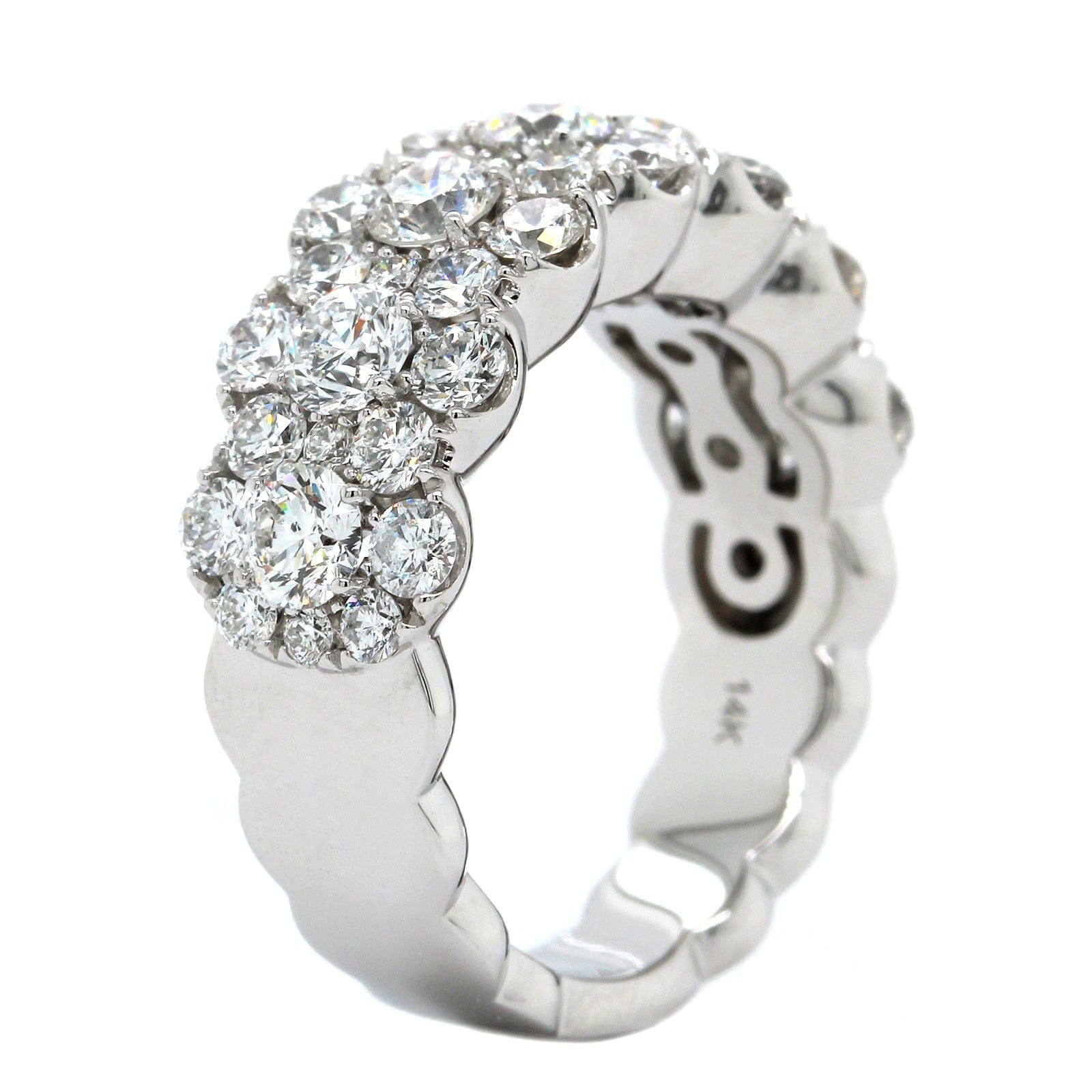 14K White Gold Diamond Cluster Band