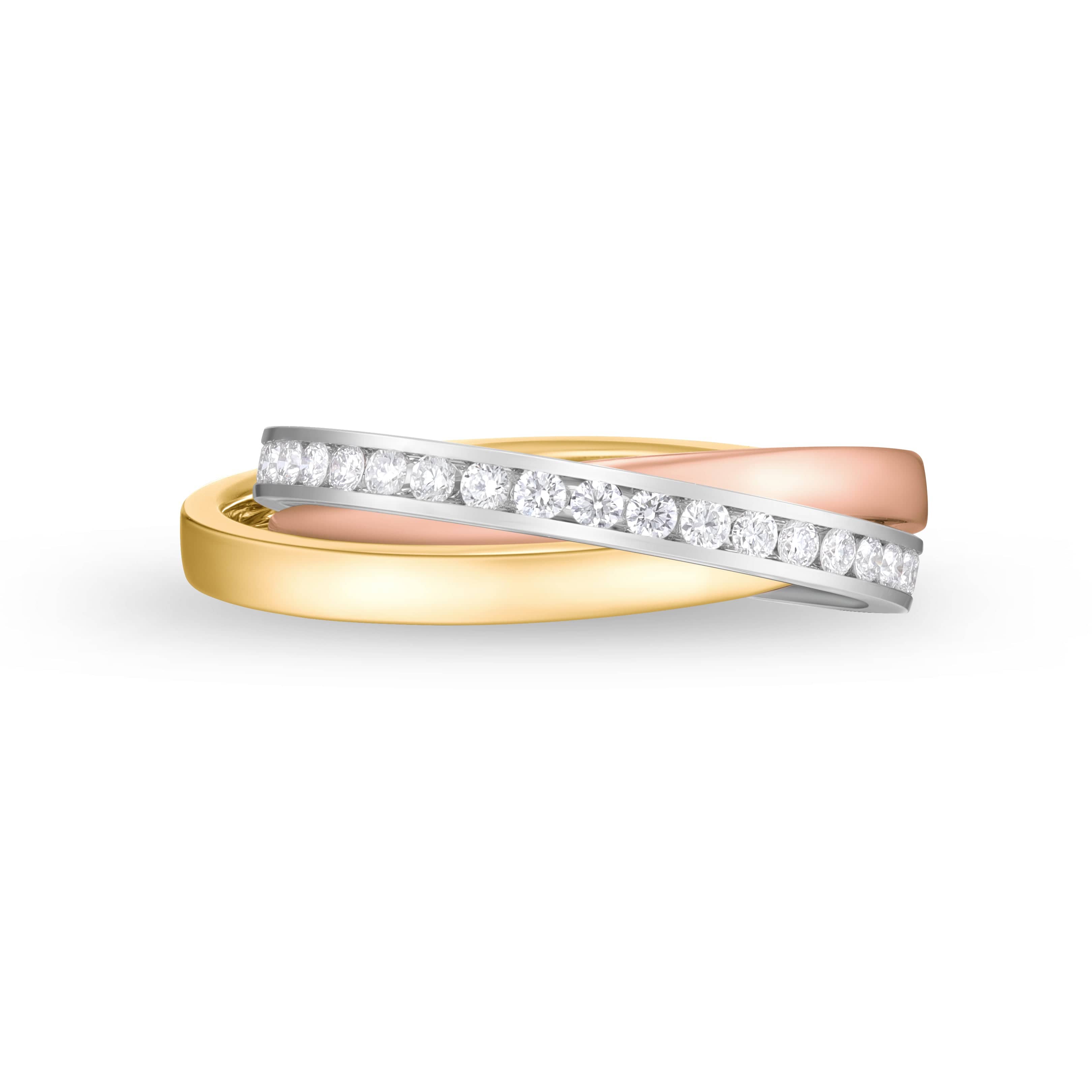 Cartier Trinity Rolling Bracelet Tri-Color 18k Gold - Diamond