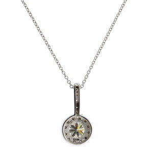 18K White Gold Round Diamond Halo Pendant