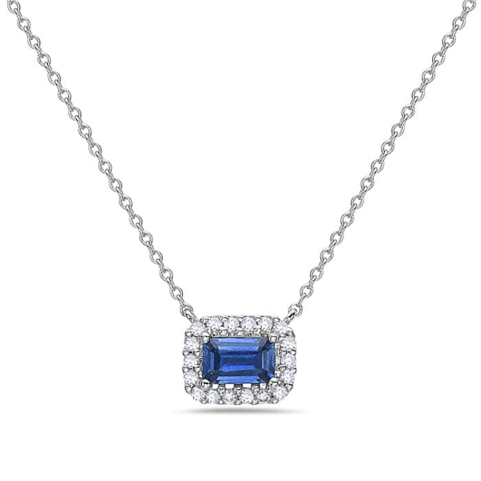 Sapphire deals halo necklace