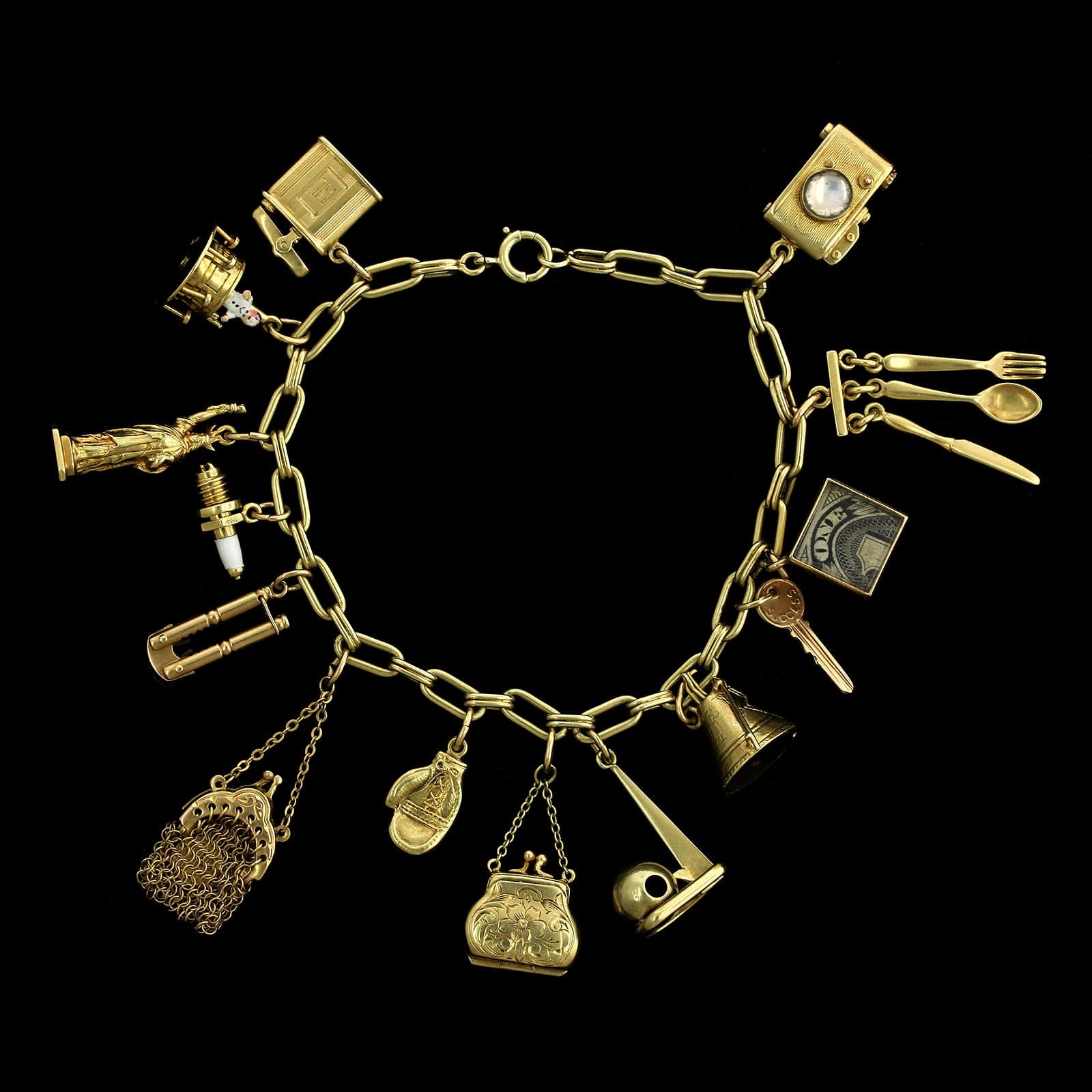 9ct Rose Gold and 9ct Yellow Gold Charm Bracelets (Bracelet type: Yellow Gold Charm Bracelet)