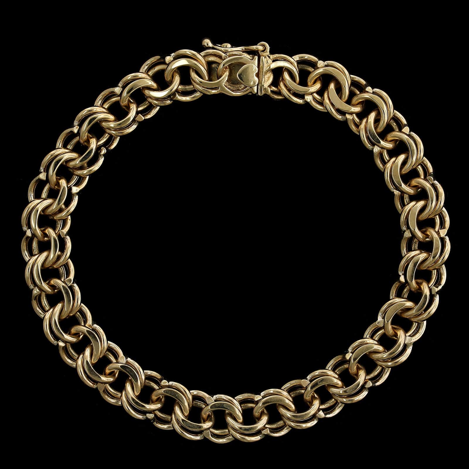 14K Yellow Gold Double Link Charm Bracelet