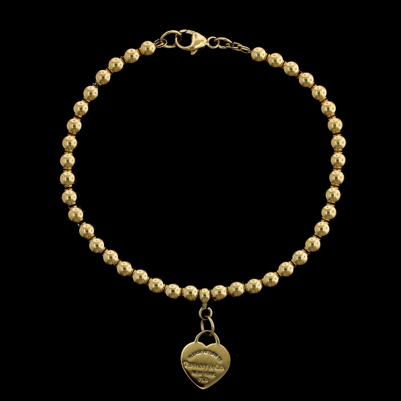 Tiffany Co 18K Yellow Gold Heart Tag Charm Bracelet, Tiffany & Co.