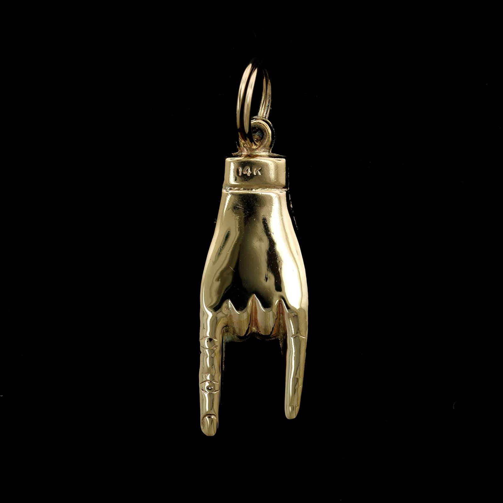 14karat 2024 solid gold Hand Charm Mano cornuto