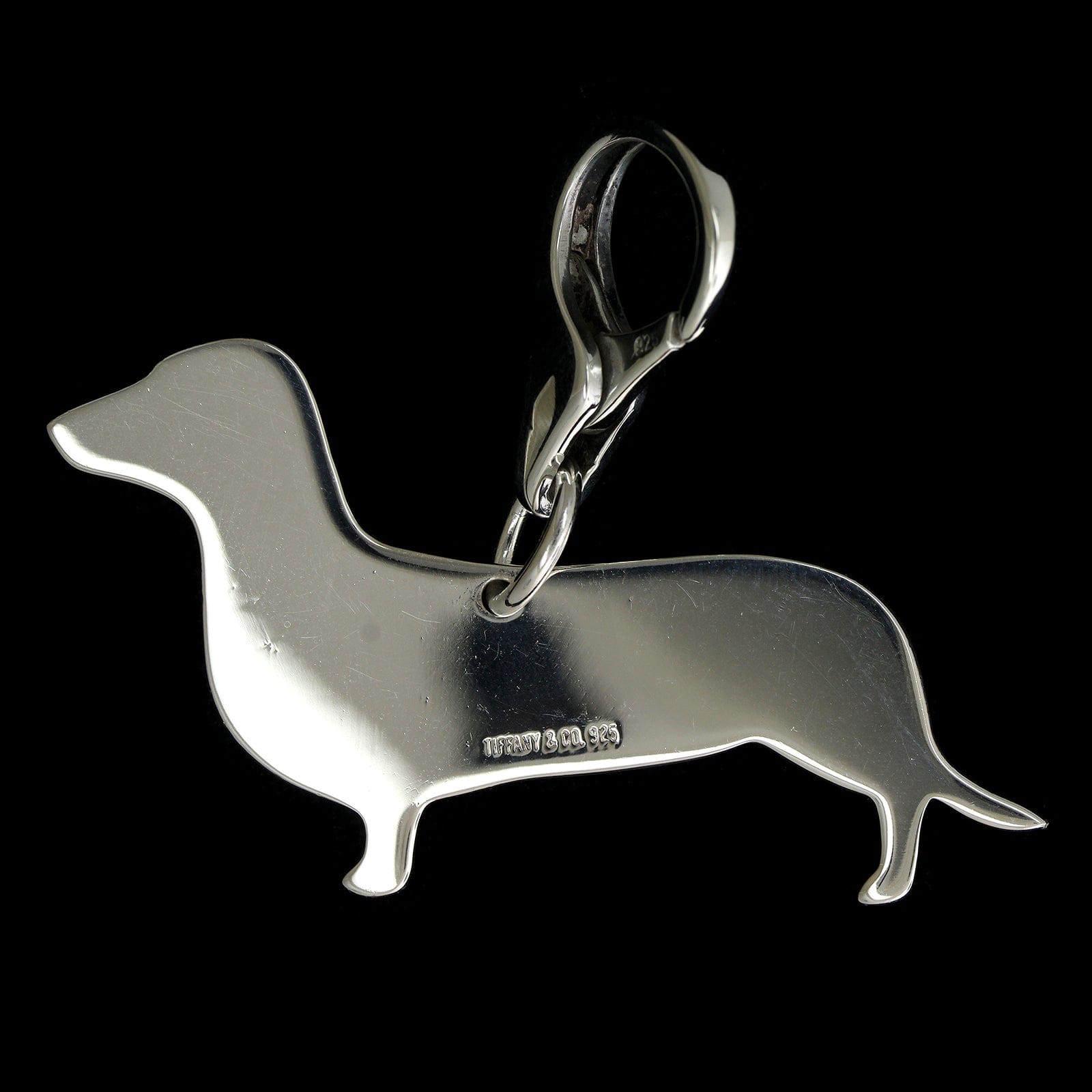 Tiffany & Co. Sterling Silver Dachshund Dog Tag Key Ring Charm