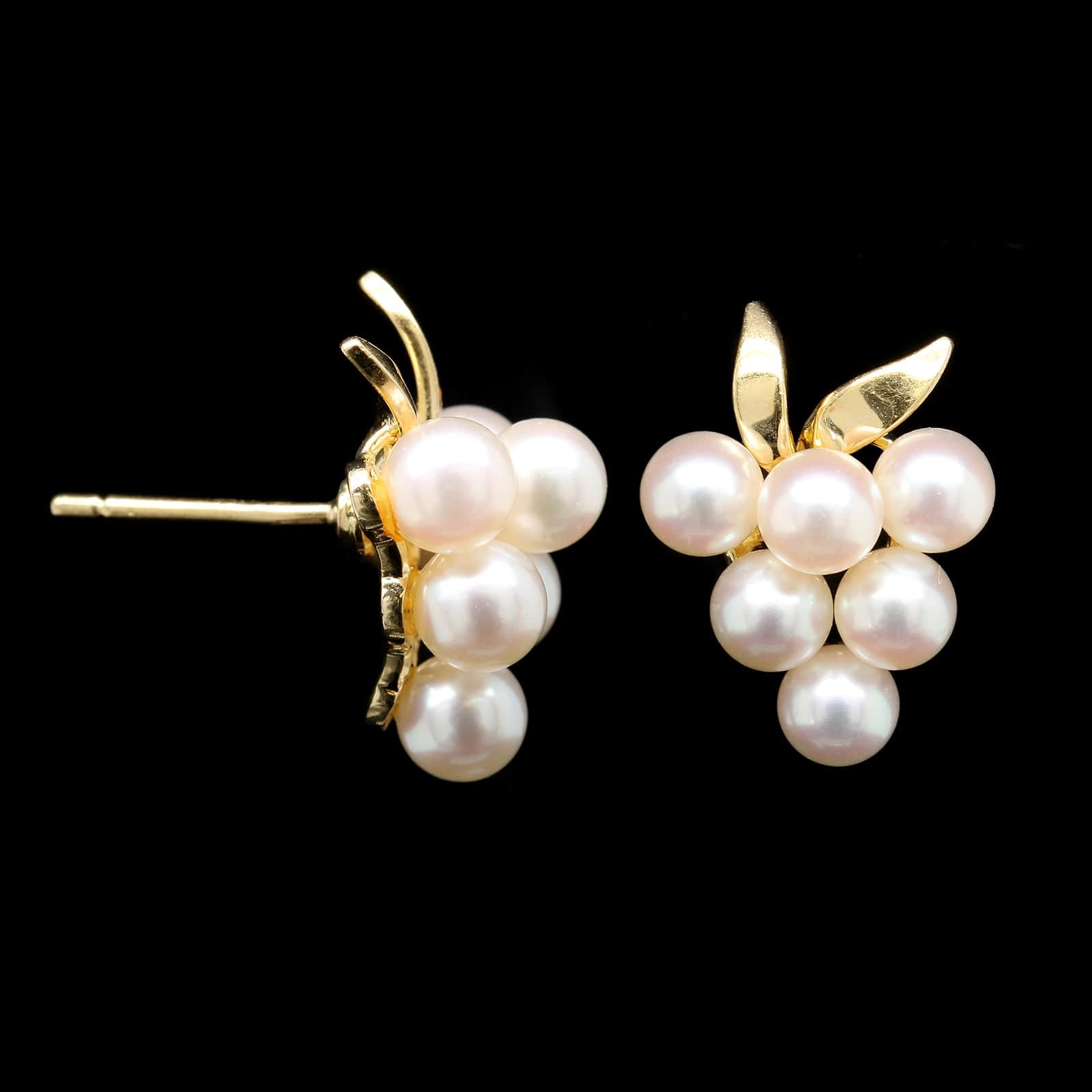 Mikimoto 18K Yellow Gold Estate Cultured Pearl Earrings