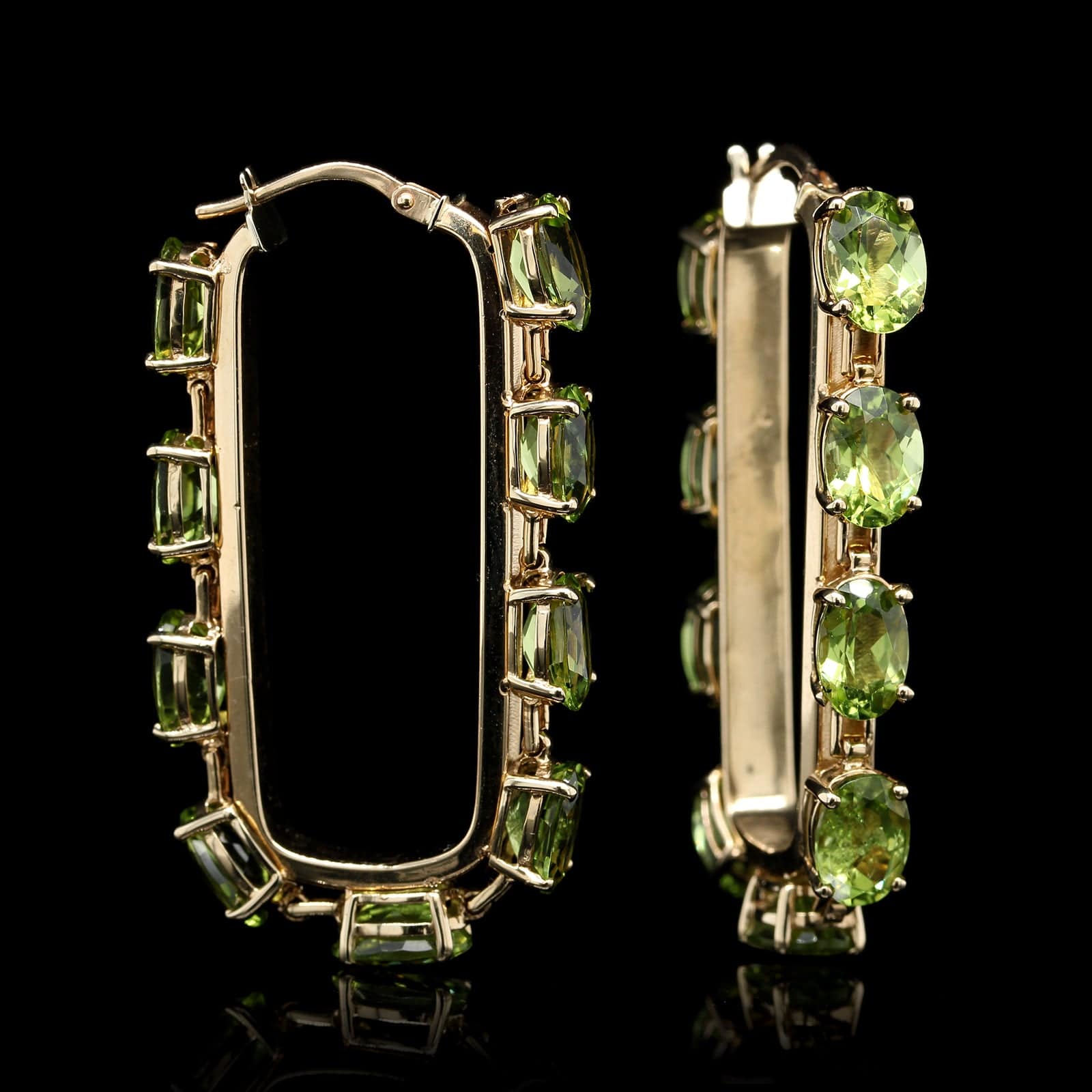 14k cheapest yellow gold peridot hoop earrings