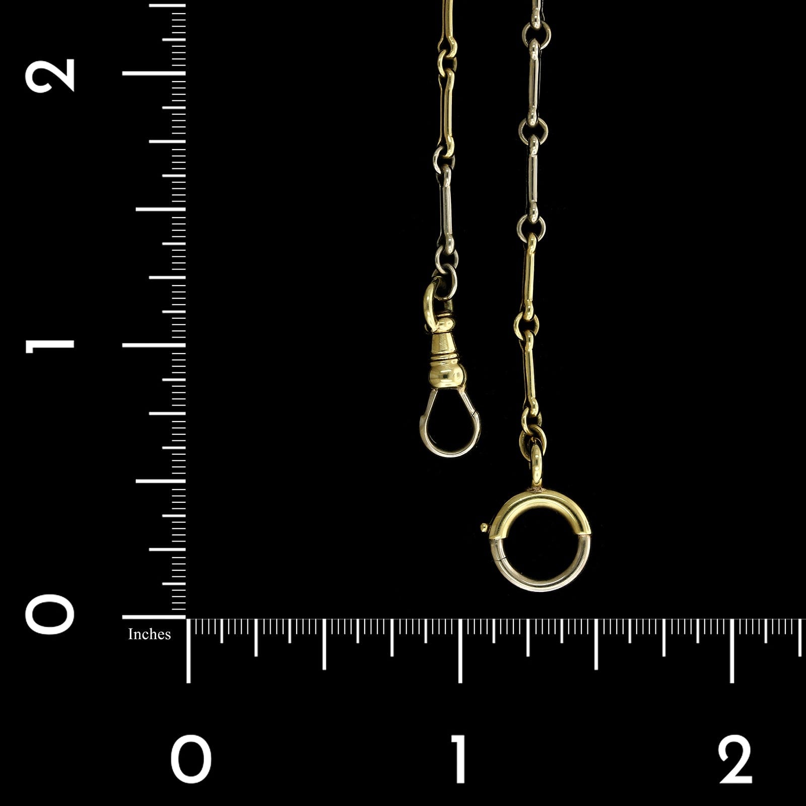 Antique 14K Yellow Gold and Platinum Estate Pocket Watch Chain