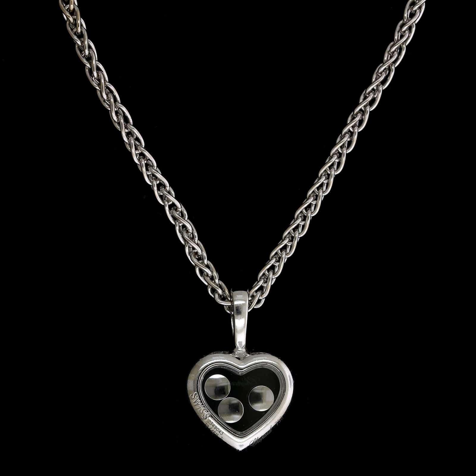 Chopard 18K White Gold Estate Diamond Floating Happy Heart Pendant