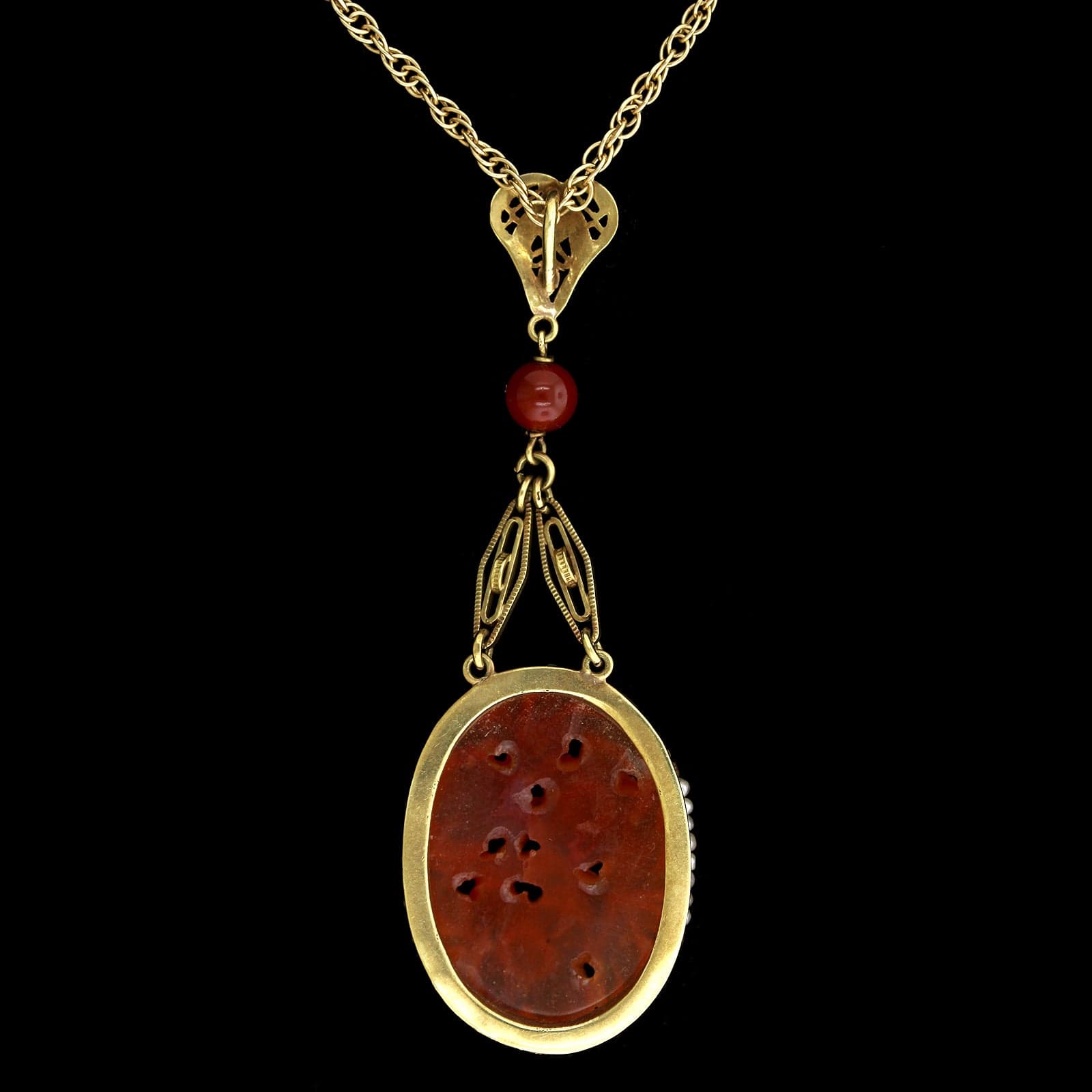 Carnelian and pearl 24k necklace, outlet earrings set