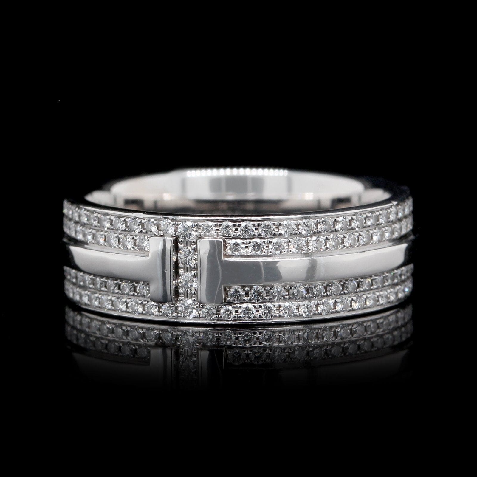 18K White Gold and Diamond Wide Ring