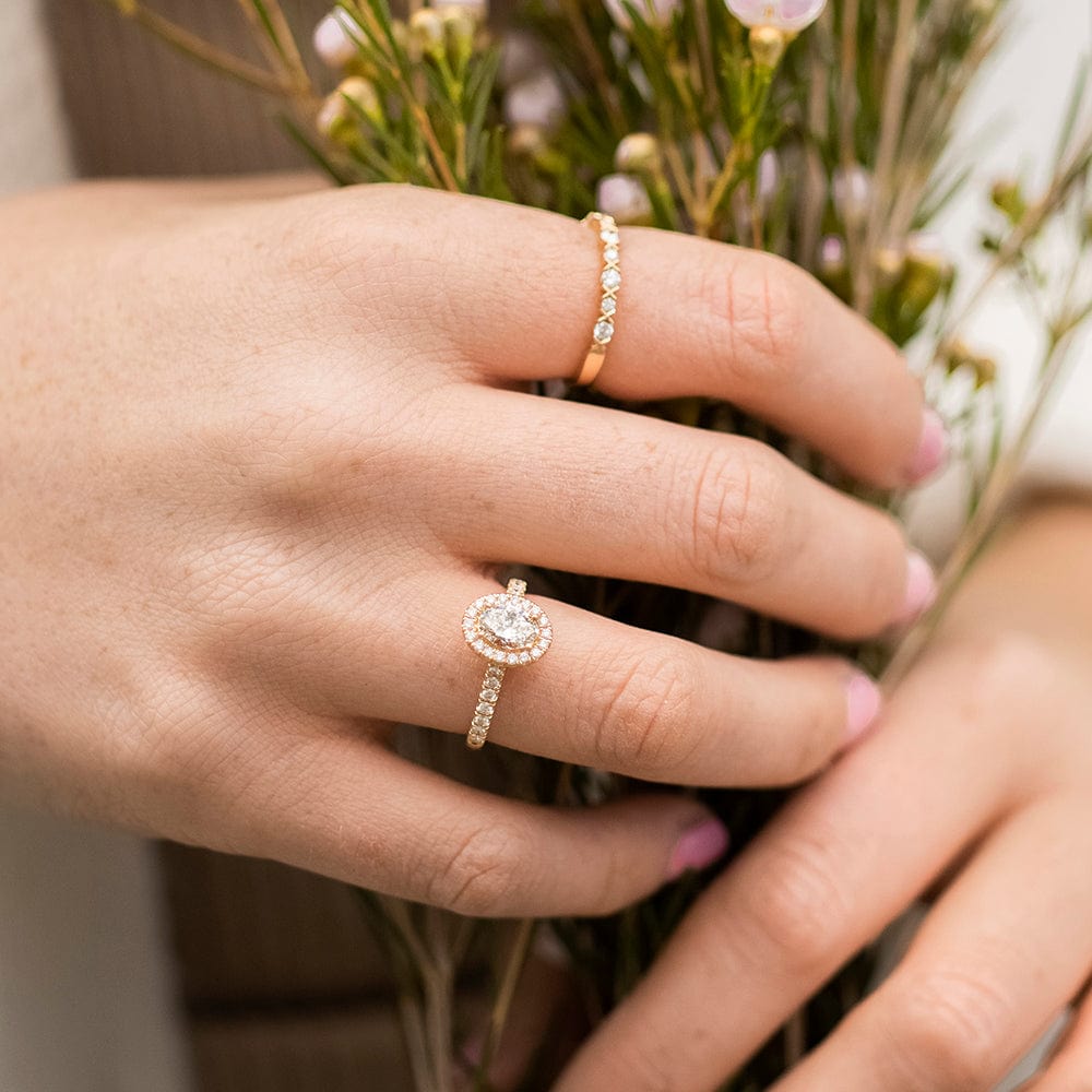 Rose gold micro sale pave engagement ring