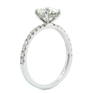 18K White Gold Diamond Hidden Halo Engagement Ring