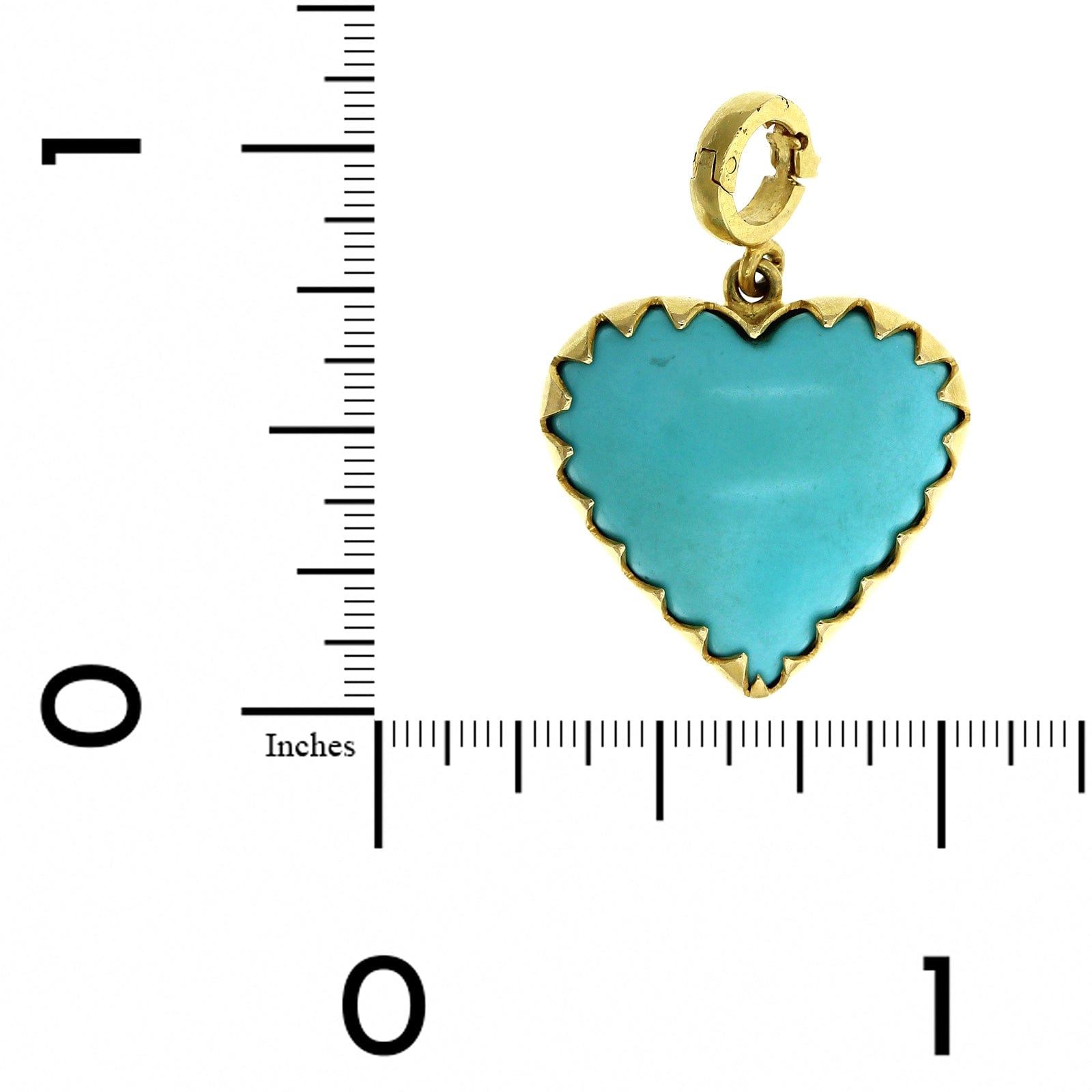 14K Yellow Gold Turquoise Heart Charm