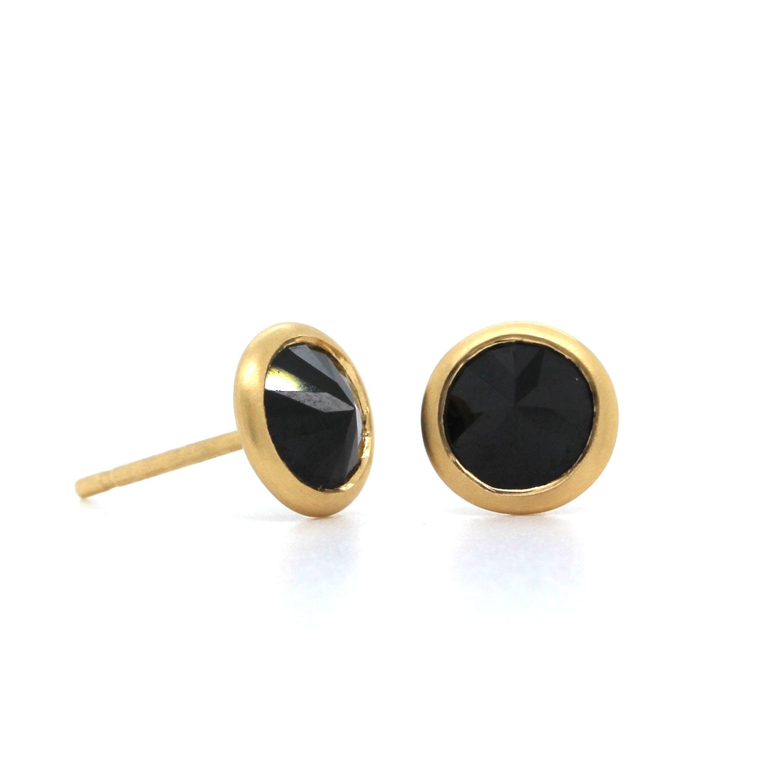 Inspired Stud cheapest Earrings 18k Gold Black