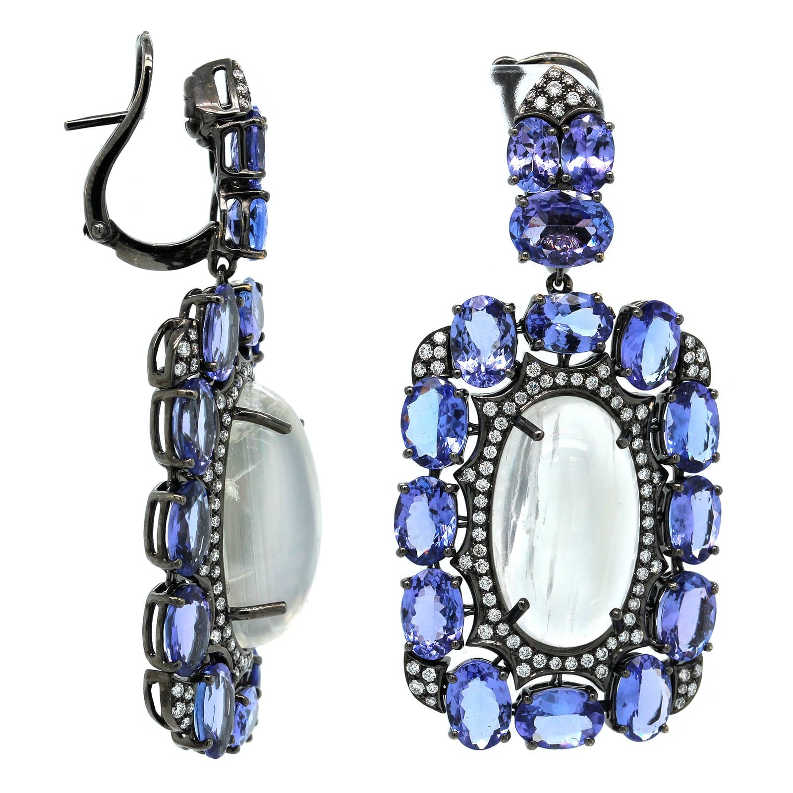 Moonstone and tanzanite gemstone gold dangle earrings store