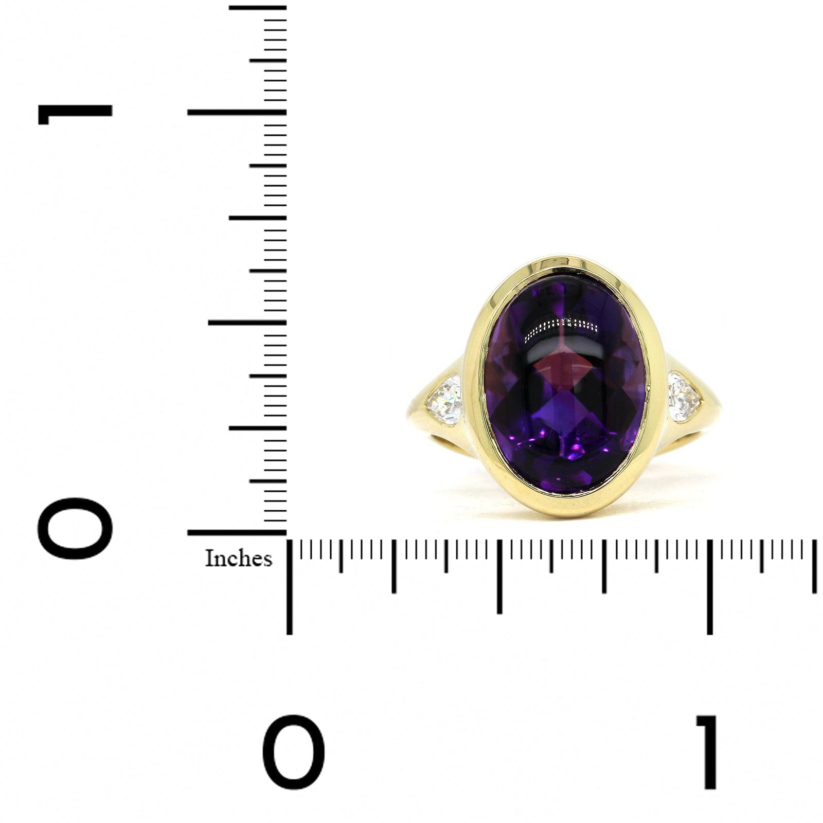 18K Yellow Gold Oval Cabochon Amethyst 3 Stone Ring – Long's Jewelers