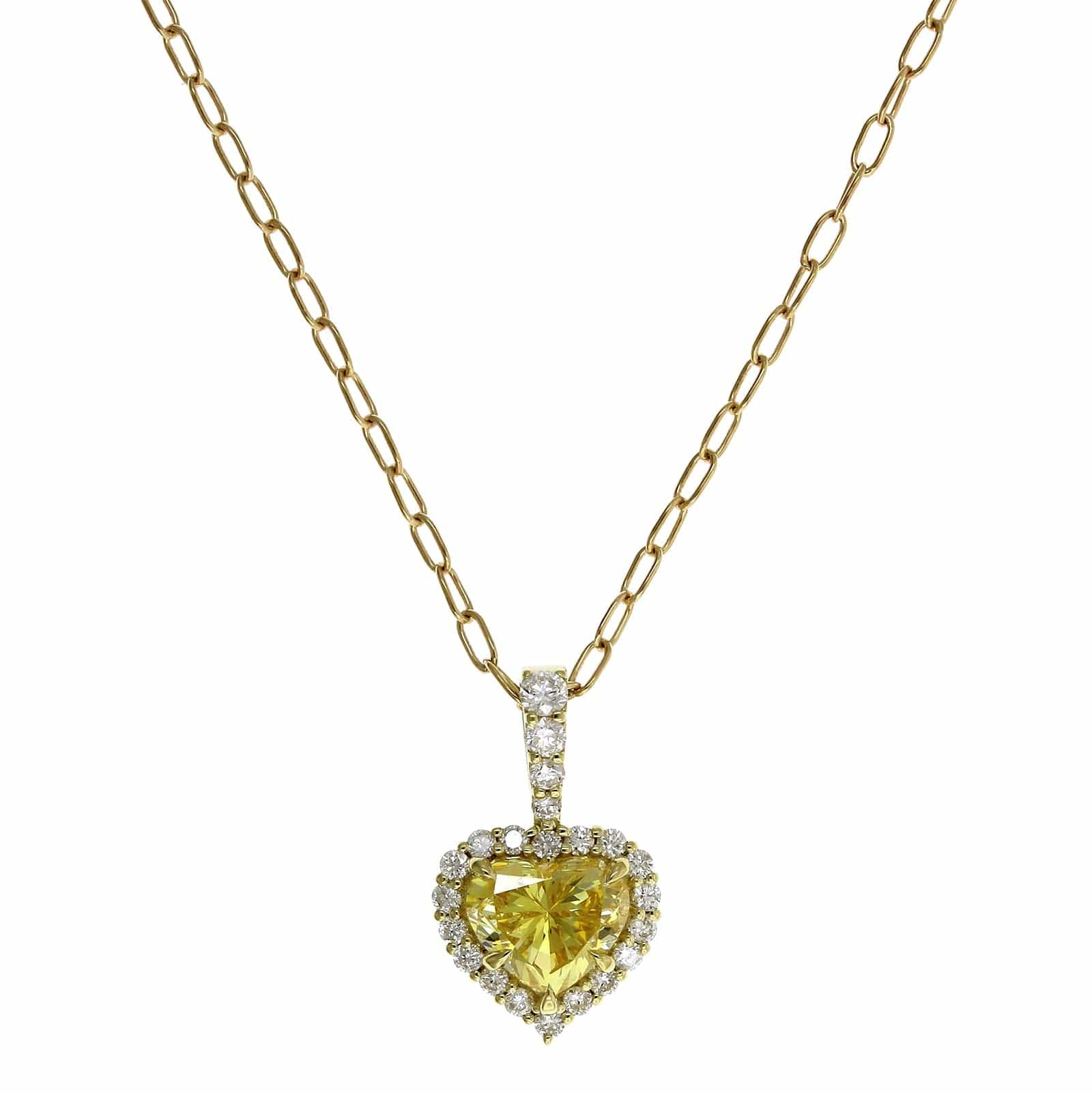 Diamond Pavé Heart Pendant Necklace Platinum/ 18K Yellow Gold