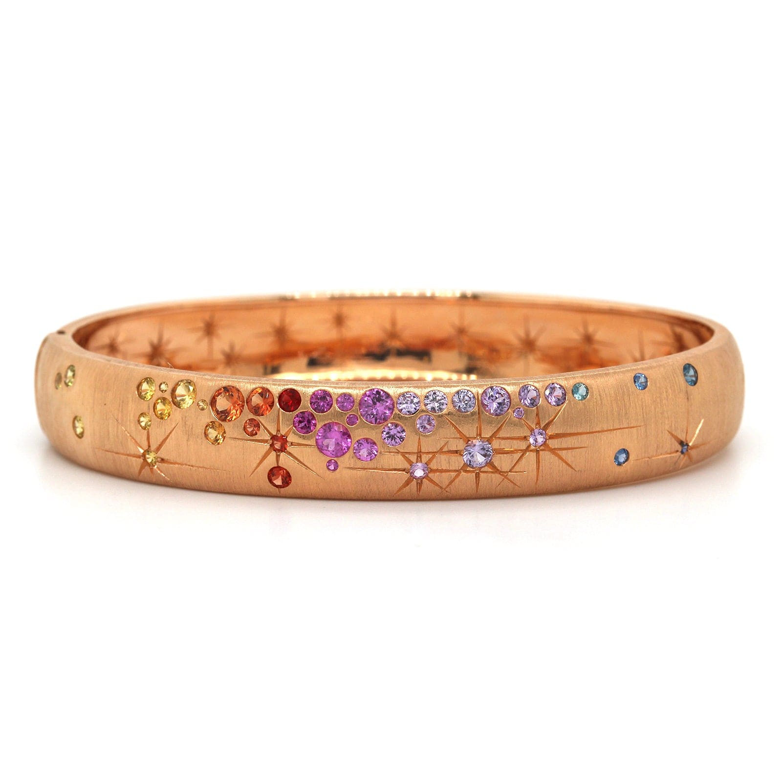 18K ROSE GOLD LOVE IN VERONA RAINBOW BANGLE W. SAPPHIRES AND