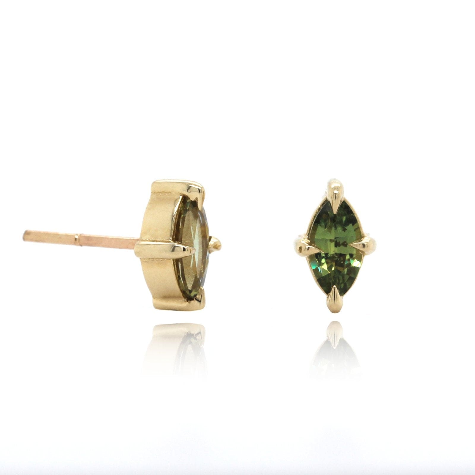 Solid 14k Yellow Gold Green Peridot offers Dangle Stud Earrings