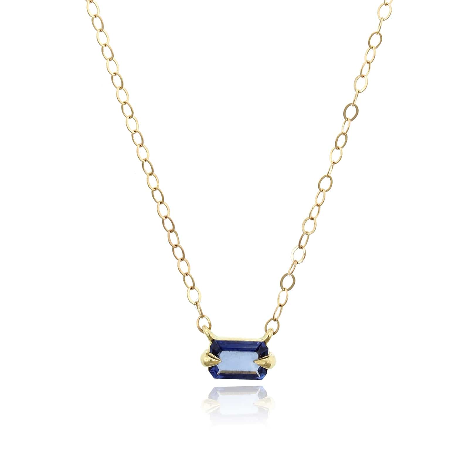 14k Gold Blue Sapphire factory Pendant