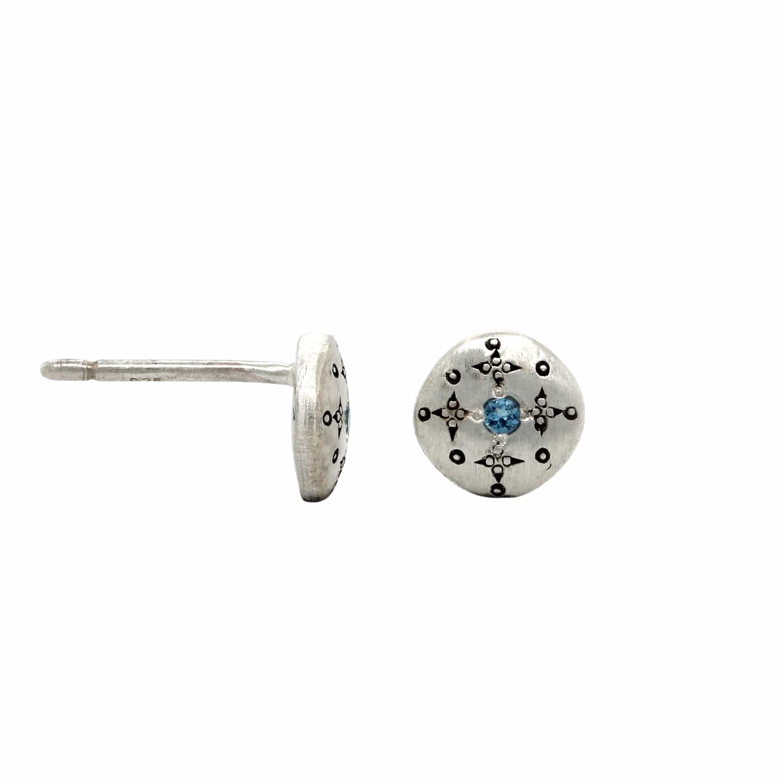 Silver Aquamarine Stud deals Earrings