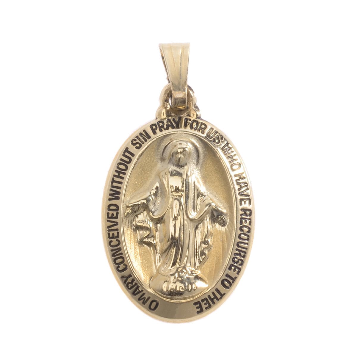 Ladies XL 14K Yellow Gold Miraculous Virgin Mary Solid Oval Polished P