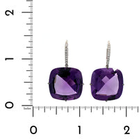 18K White Gold Amethyst and Diamond Earrings